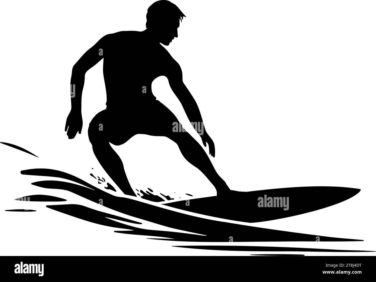 Surfer- und Wave-Silhouette. Vektorabbildung Stock Vektor