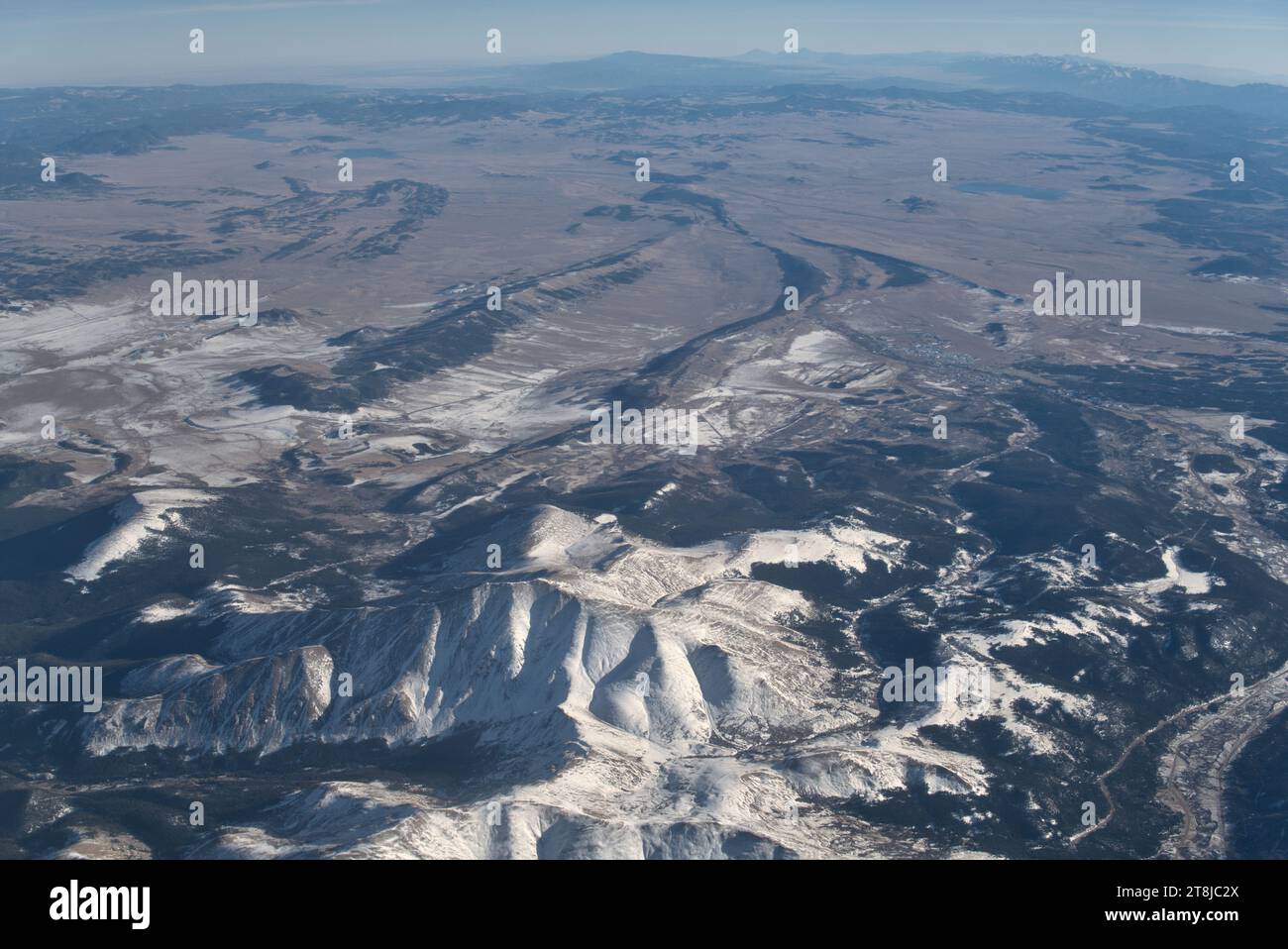 Colorado's Front Range, von einem Passagierflugzeug aus gesehen Stockfoto