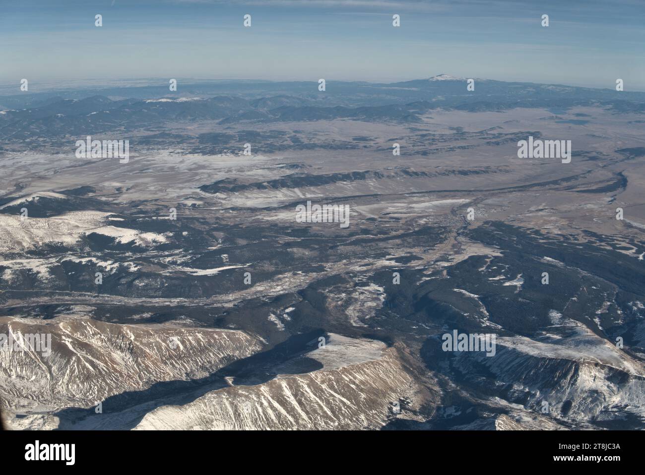 Colorado's Front Range, von einem Passagierflugzeug aus gesehen Stockfoto