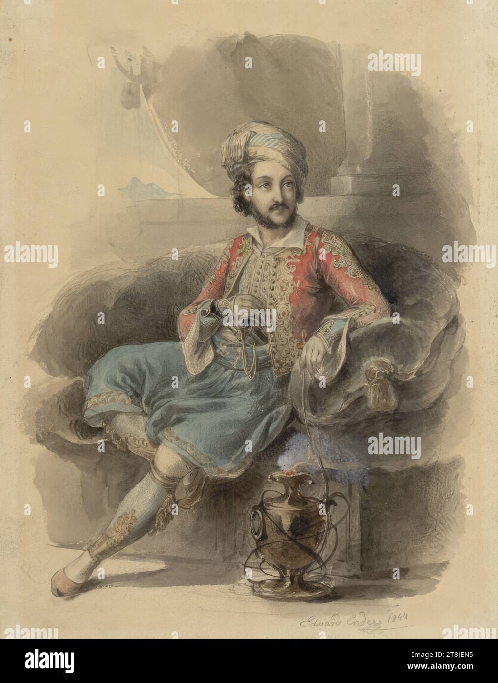 Turk, Eduard Ender, Rom 1822 - 1883 London, 1844, Zeichnung, Aquarell, 26,2 x 19,6 cm Stockfoto