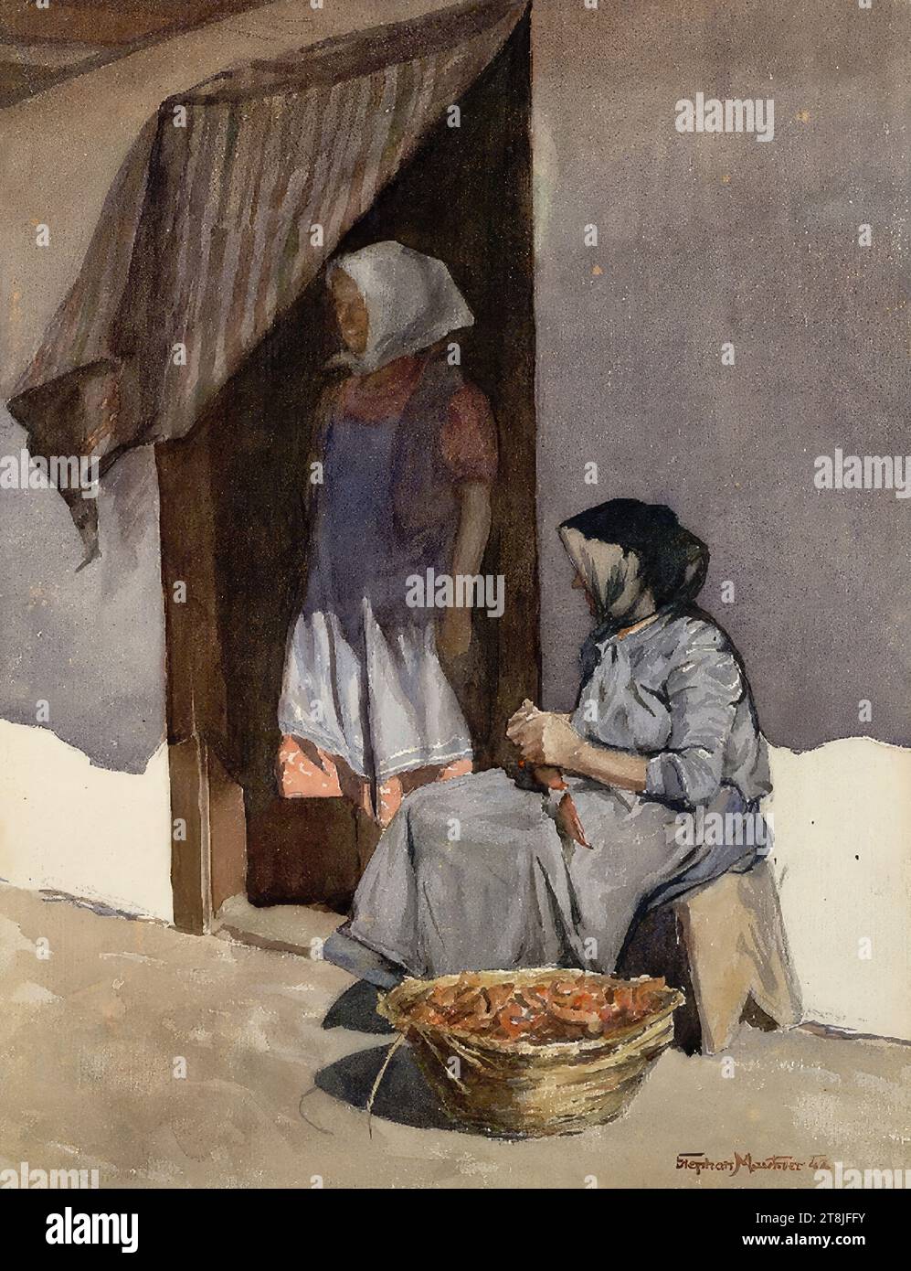 Zwei ungarische Bauernfrauen, Stephan Mautner, Österreich 1877 - 1945, 1942, Zeichnung, Aquarell, 44,3 x 34 cm Stockfoto