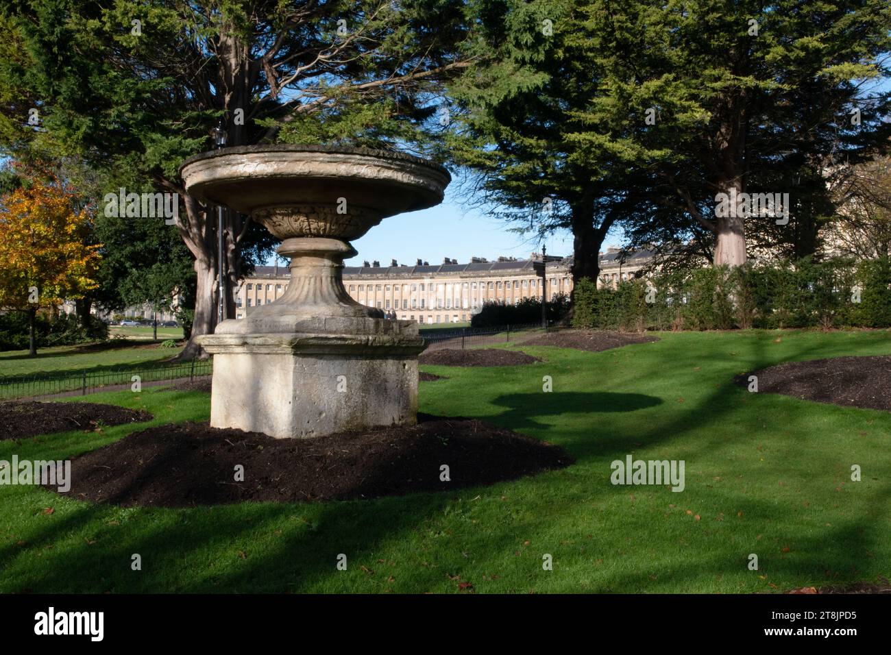 Royal Crescent und Victoria Park, Bath, England Stockfoto