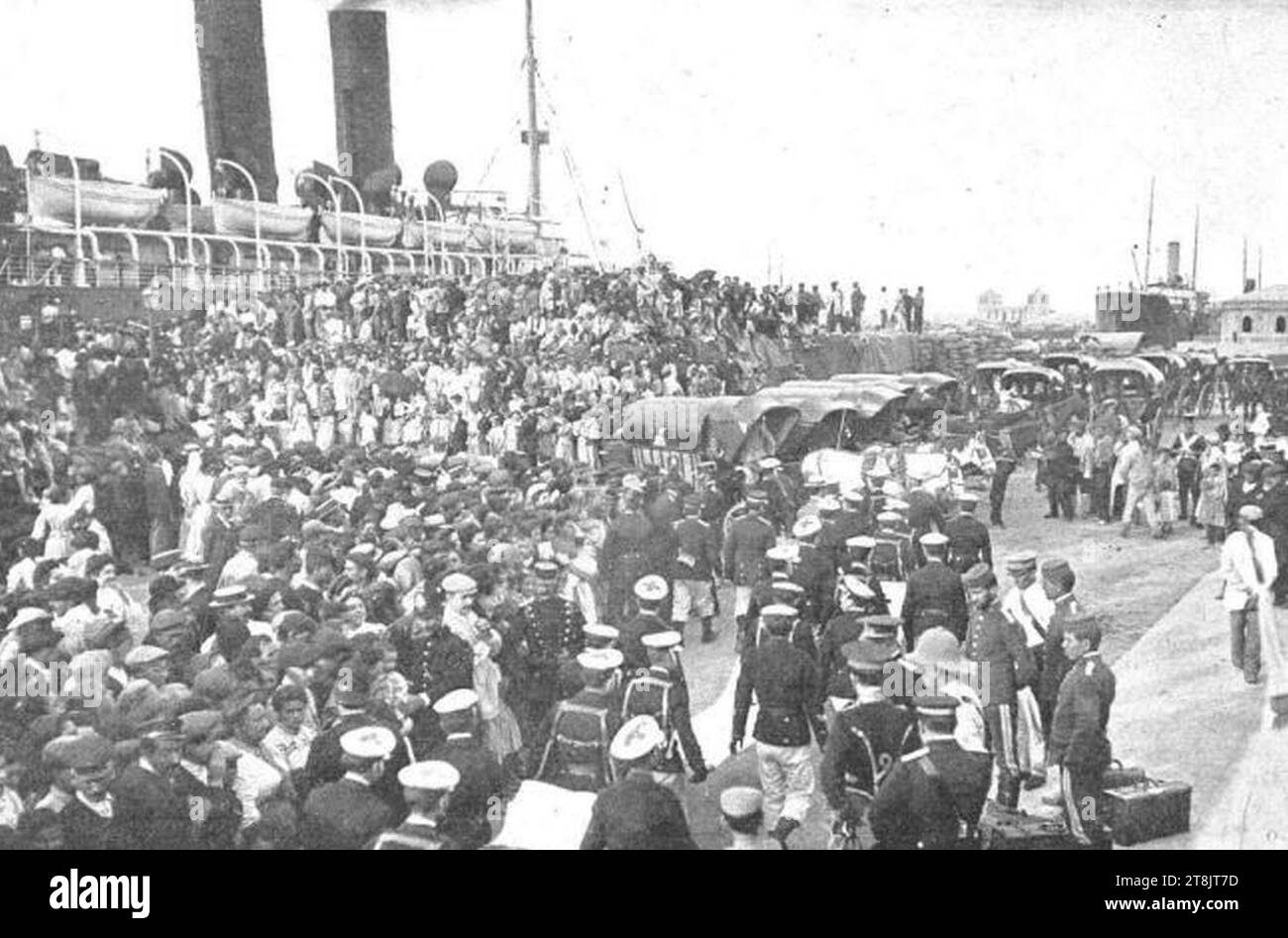 València - Arribada dels ferits de la Guerra de Melilla - 1909. Stockfoto