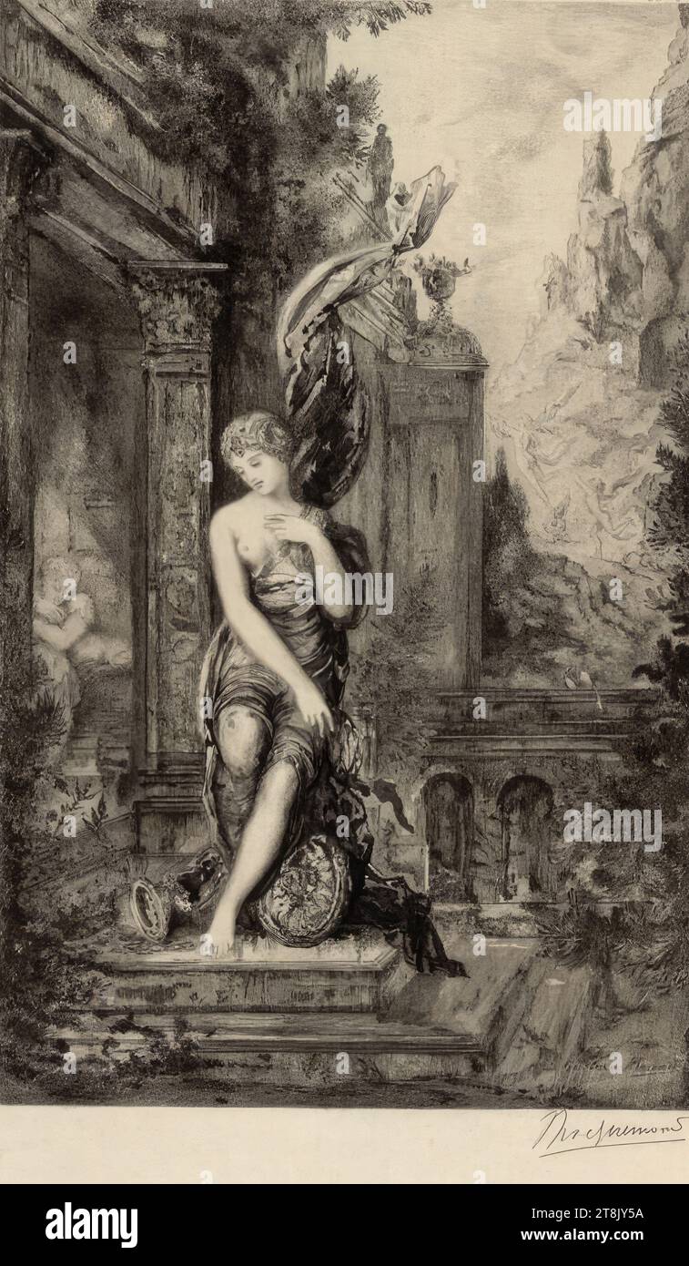 L'homme qui court après la Fortune et celui qui l'attens dans Son lit, Gustave Moreau, Paris 1826 - 1898 Paris, 1886, Druck, Ätzung, japanisches Papier Stockfoto