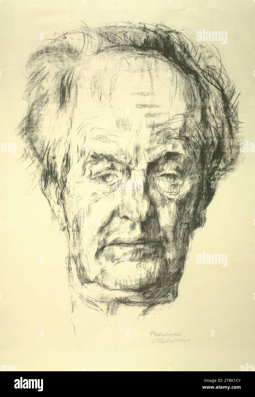 Porträt Gerhard Hauptmann, Otto Hettner, Dresden 1875 - 1931 Dresden, 1920, Druck, Lithographie, Platte: 44 x 32,5 cm, rechts. „Testdruck Stockfoto