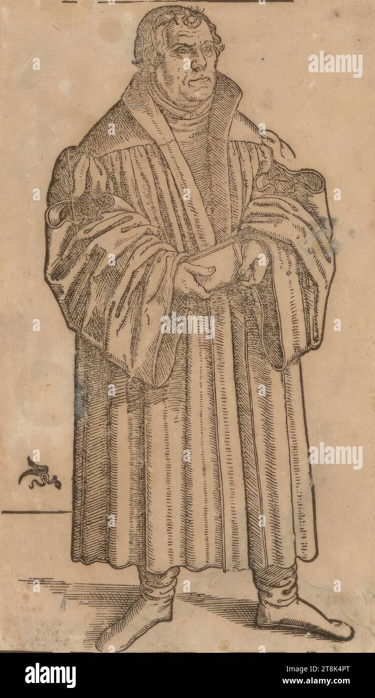 Dr. Martin Luther, Lucas Cranach der ältere J., Wittenberg 1515 - 1586 Weimar, um 1550, Druck, Holzschnitt, Blatt: 24,9 x 15,1 cm Stockfoto