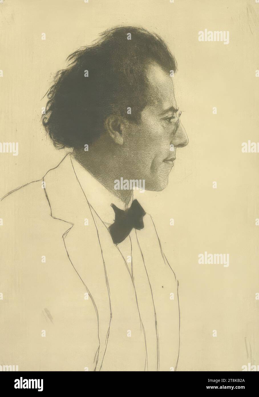 Porträt Gustav Mahler, Emil Orlik, Prag 1870 - 1932 Berlin, 1903, Druck, Radierung; Roulette; Trocknungspunkt, Platte: 29,4 cm x 19,9 cm Stockfoto