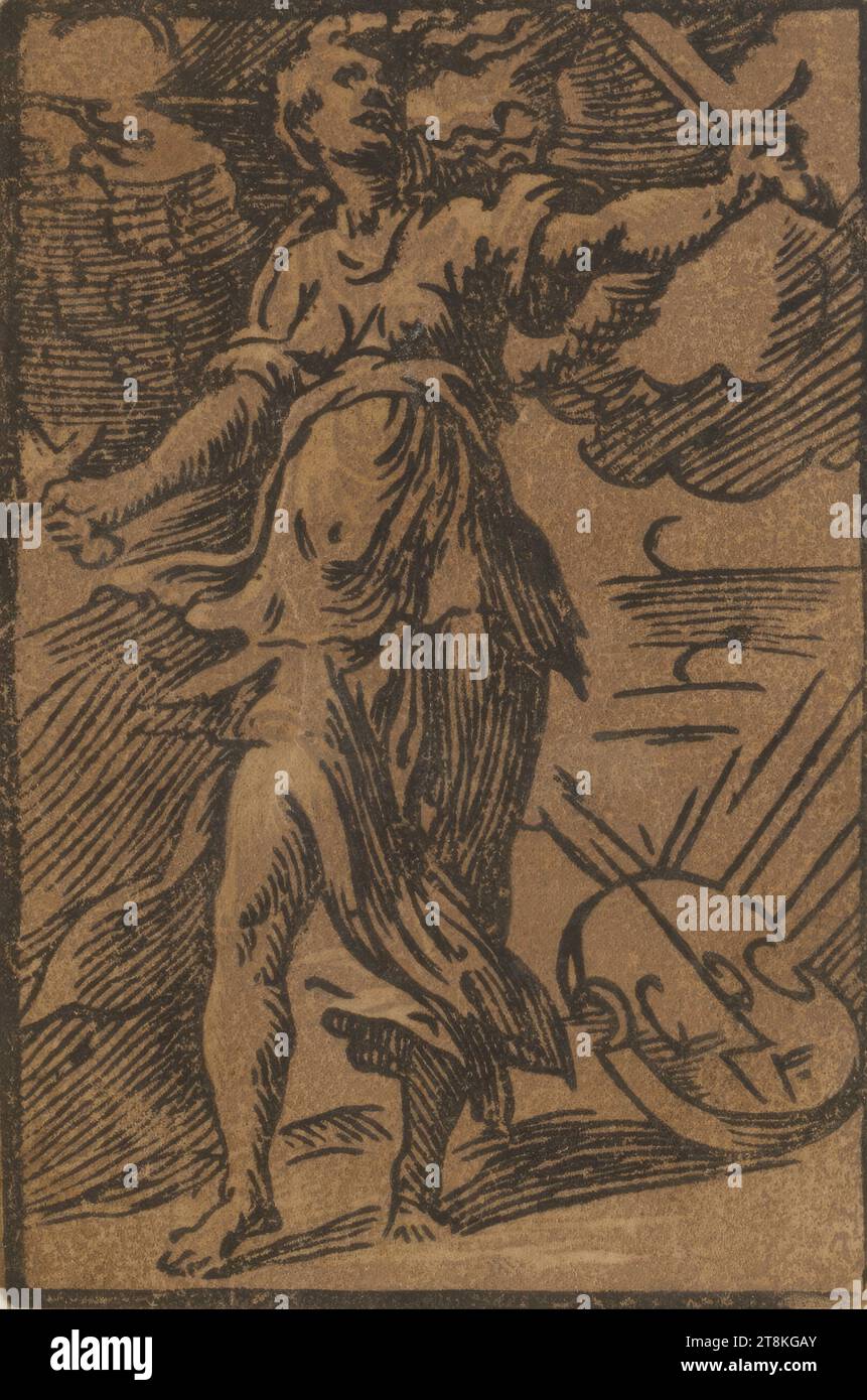 Das cholerische Temperament, Antonio da Trento, Italien, um 1500 - 1550, 1520 - 1550, Druck, clair obscur Holzschnitt von zwei Platten Stockfoto