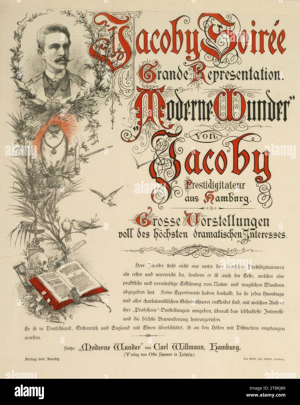 Jacoby Soirée 'Modern Wonders' von Jacoby, Christian Wilhelm Allers, Hamburg 1857 - 1915 Karlsruhe, um 1900, Druck, Farblithographie, Blatt: 580 mm x 470 mm Stockfoto
