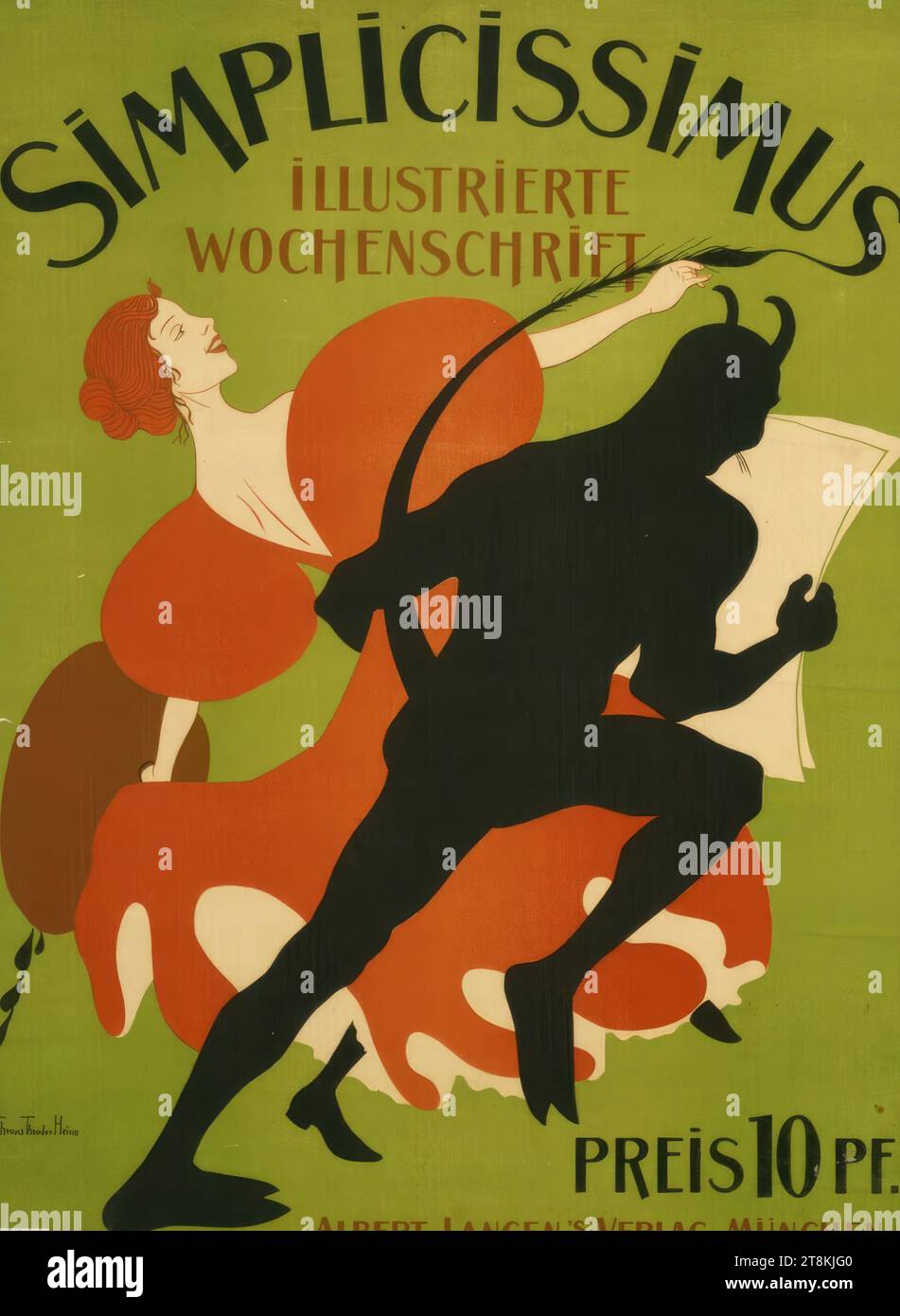 SIMPLICISSIMUS, Thomas Theodor Heine, Leipzig 1867 - 1948 Stockholm, 1896, Druck, Farblithographie, Blatt: 630 mm x 480 mm Stockfoto