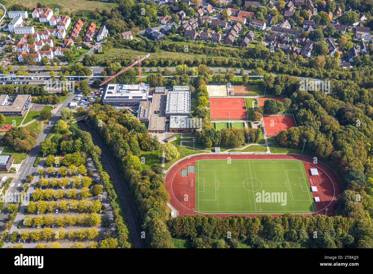 Luftaufnahme, TU Dortmund, Institut für Sport und Sportwissenschaft mit Sportanlagen, Eichlinghofen, Dortmund, Ruhrgebiet, N Stockfoto