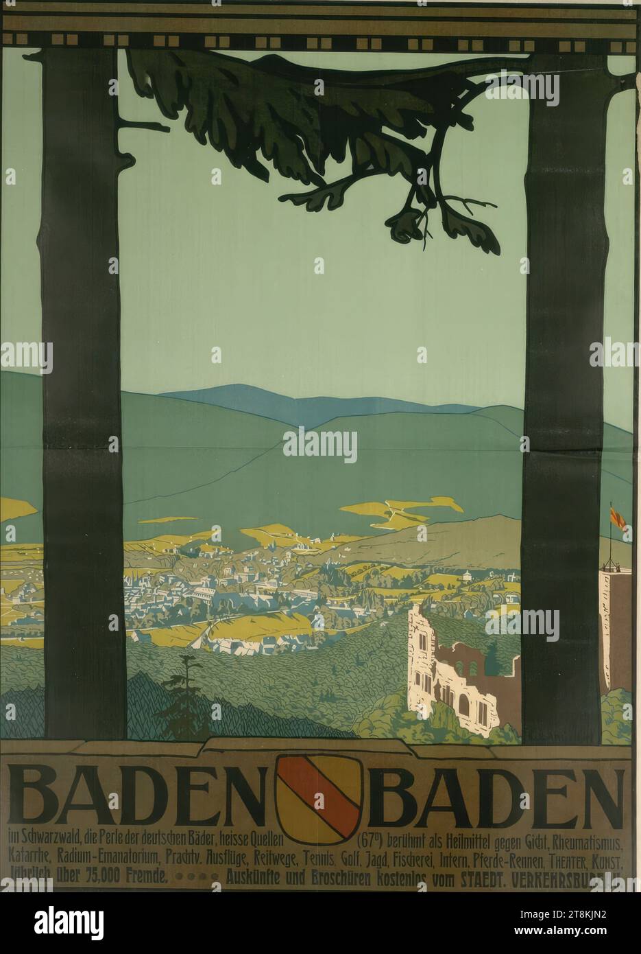 BADEN-BADEN, Carl Langhein, Hamburg 1872 - 1941 Hadamar, Westerwald, vor 1905, Druck, Farblithographie, Blatt: 1180 mm x 860 mm Stockfoto