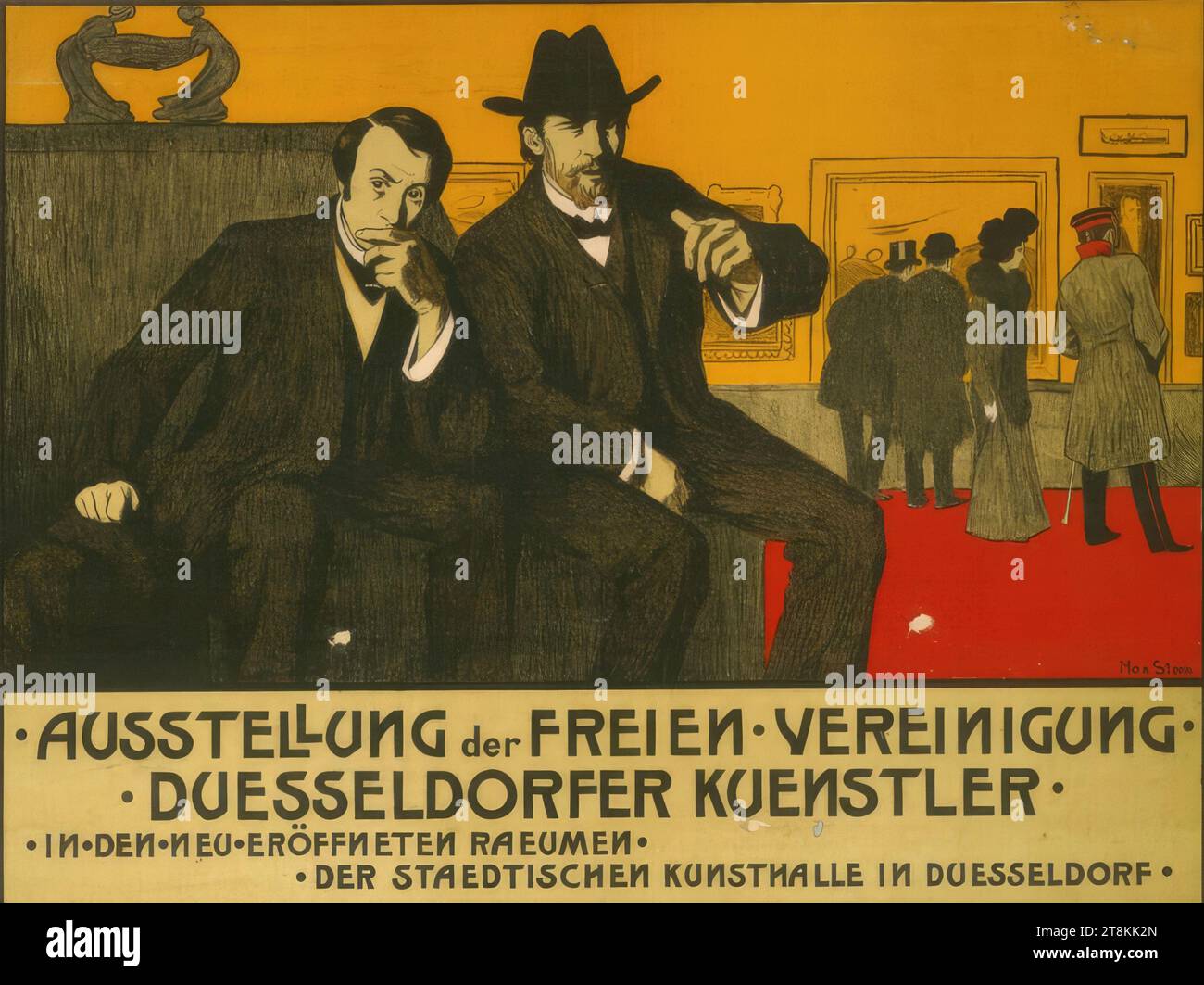 AUSSTELLUNG des FREIEN VEREINS DER DUESSELDORFER KÜNSTLER; IN DEN NEU ERÖFFNETEN RÄUMEN DER STAEDTIC KUNSTHALLE IN DÜSSELDORF, Max Stern, Düsseldorf 1872 - 1943 Düsseldorf, um 1910, Druck, Farblithographie, Blatt: 750 mm x 1000 mm Stockfoto