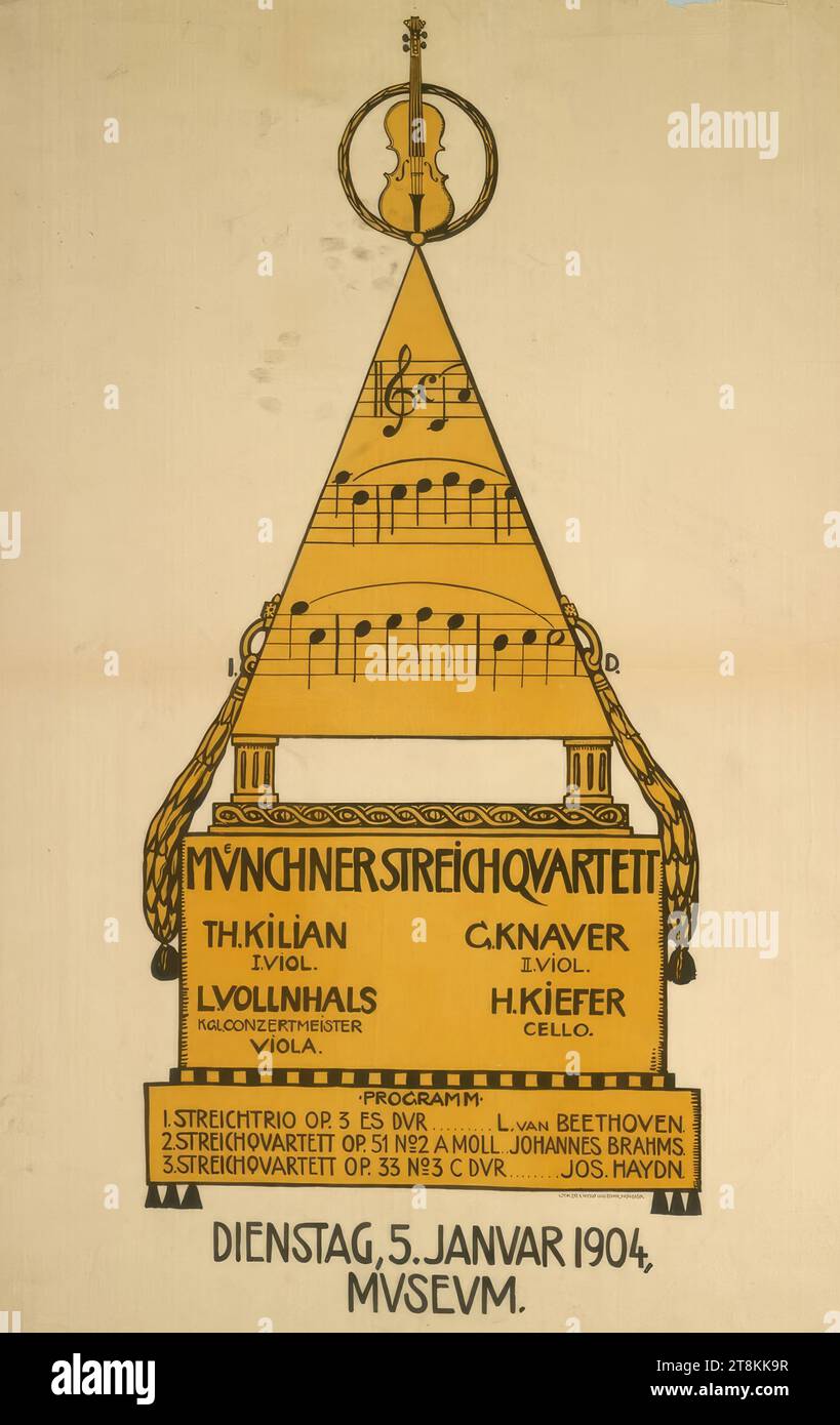 MÜNCHNER STREICHQUARTETT; DIENSTAG, 5. JANUAR 1904, MUSEUM, Anonym, 1904, Druck, Farblithographie, Blatt: 1105 mm x 715 mm Stockfoto