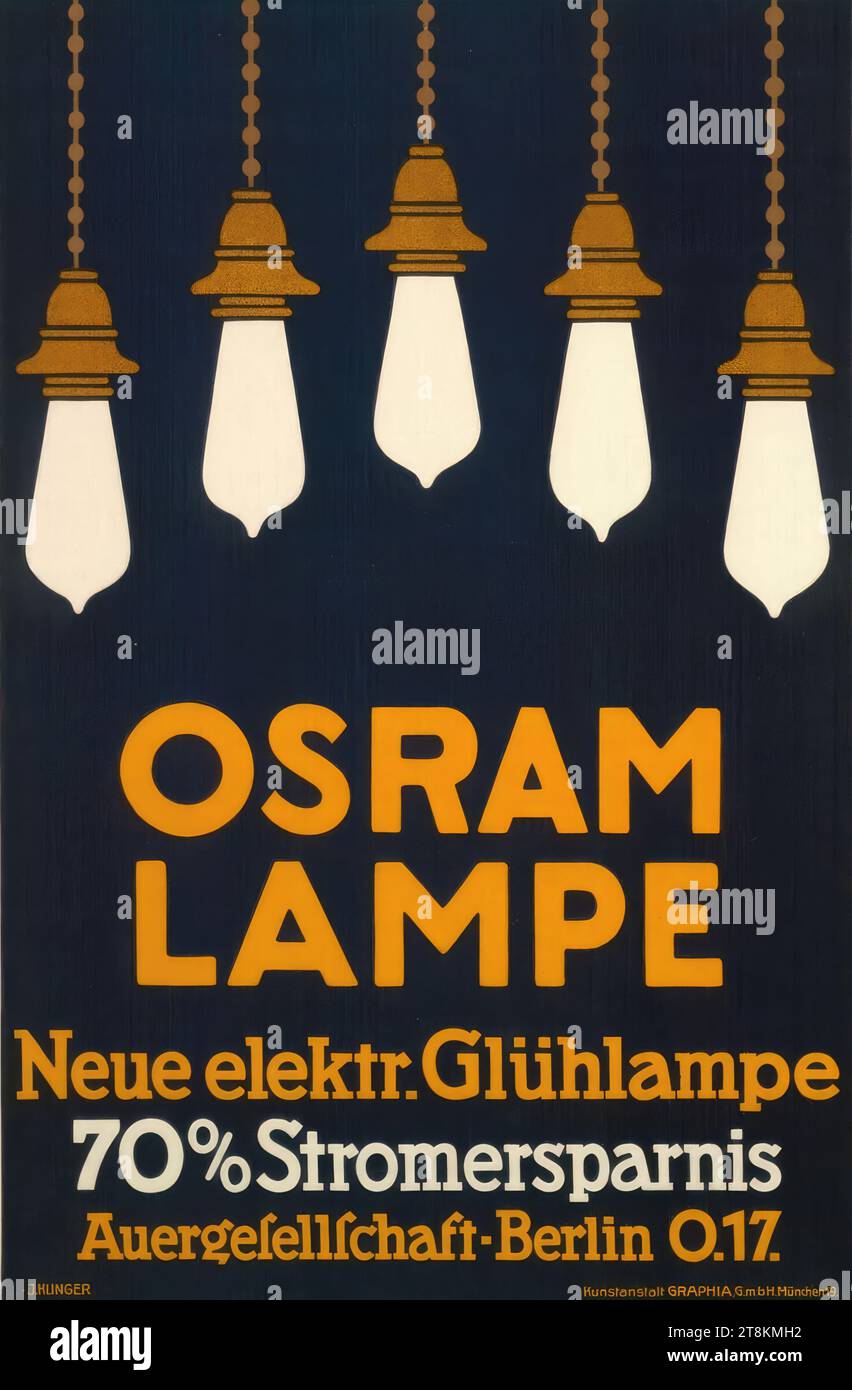 OSRAM LAMPE, Julius Klinger, Wien 1876 - 1942, deportiert nach Minsk, 1908, Druck, Farblithographie, Blatt: 730 mm x 500 mm, Österreich Stockfoto