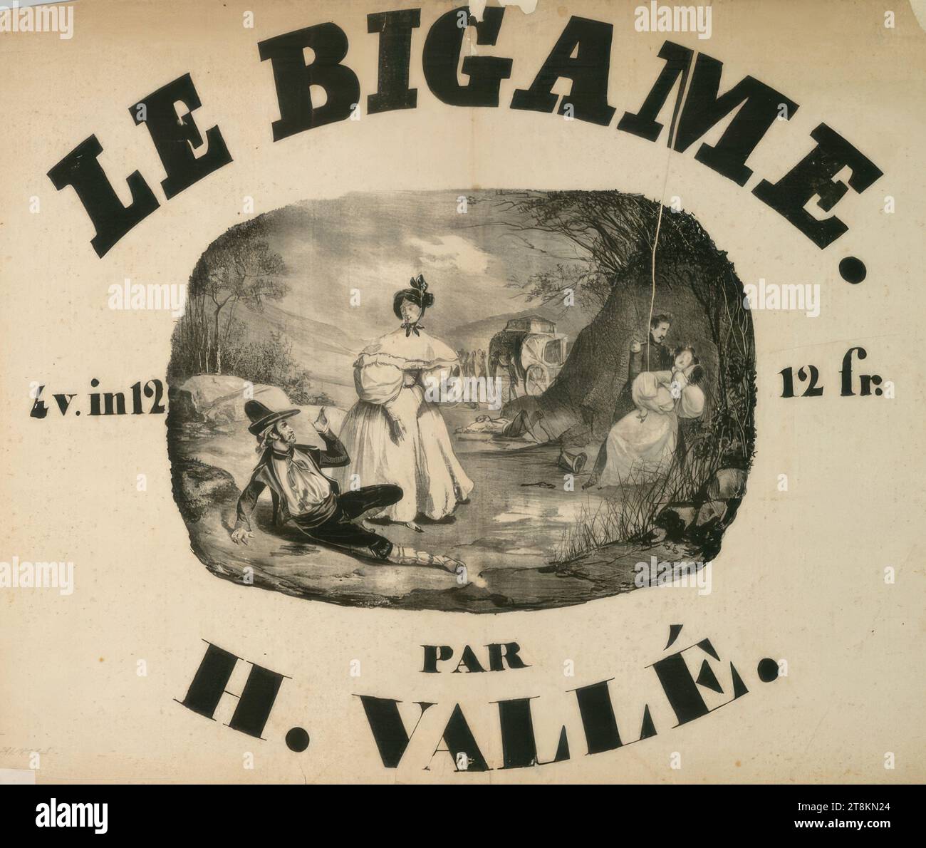 LE BIGAME; PAR H. VALLE, Traviès, Frankreich, um 1850, Druck, Lithografie, Blatt: 470 mm x 580 mm Stockfoto