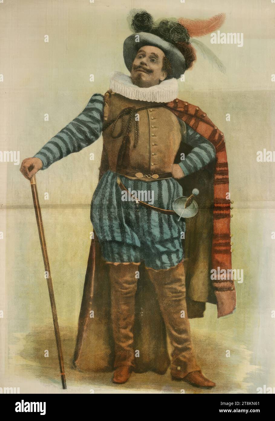 Coquelin als Cyrano de Bergerac, Anonym, um 1900, Druck, Farblithographie; Fotoübertragung, Blatt: 1220 mm x 850 mm Stockfoto