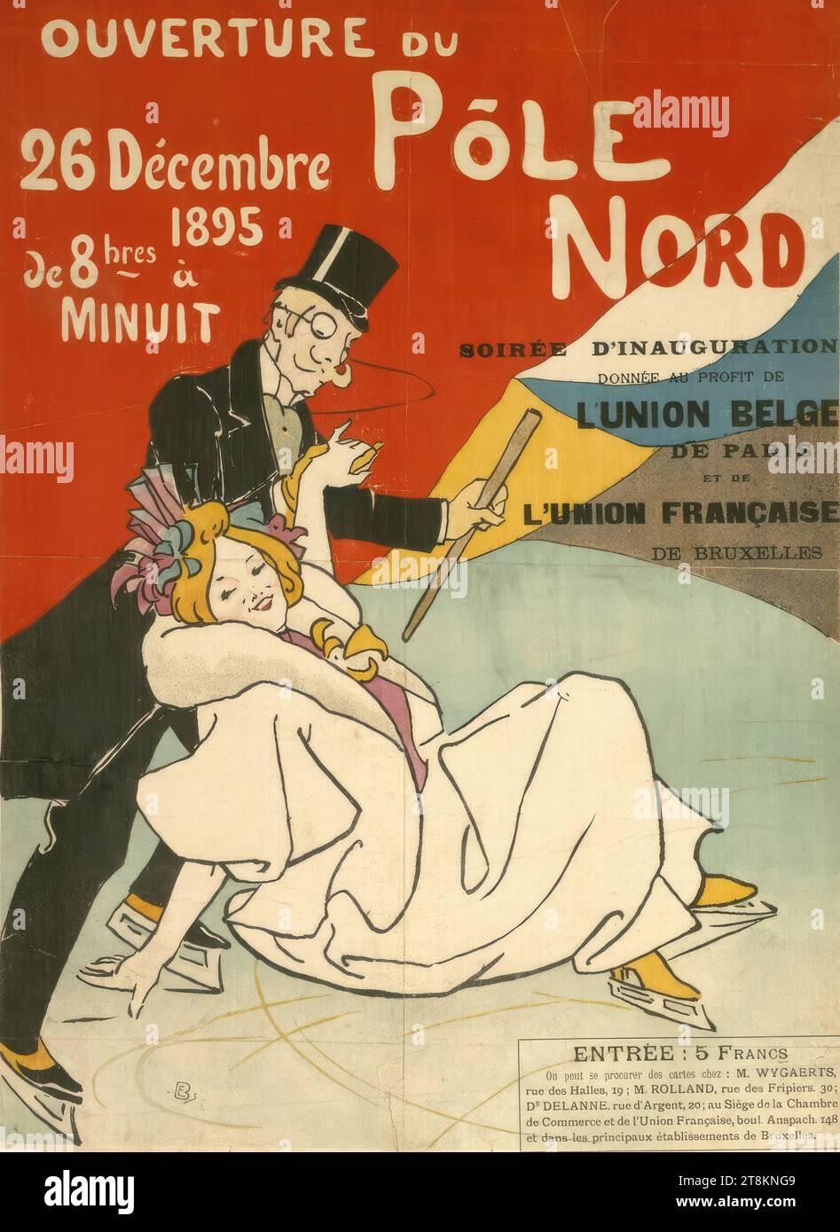 OUVERTURE DU Pôle NORD; 26 Décembre 1895, Emile Berchmans, Belgien, 1867 - 1947, 1895, Druck, Farblithografie, Blatt: 770 mm x 580 mm Stockfoto