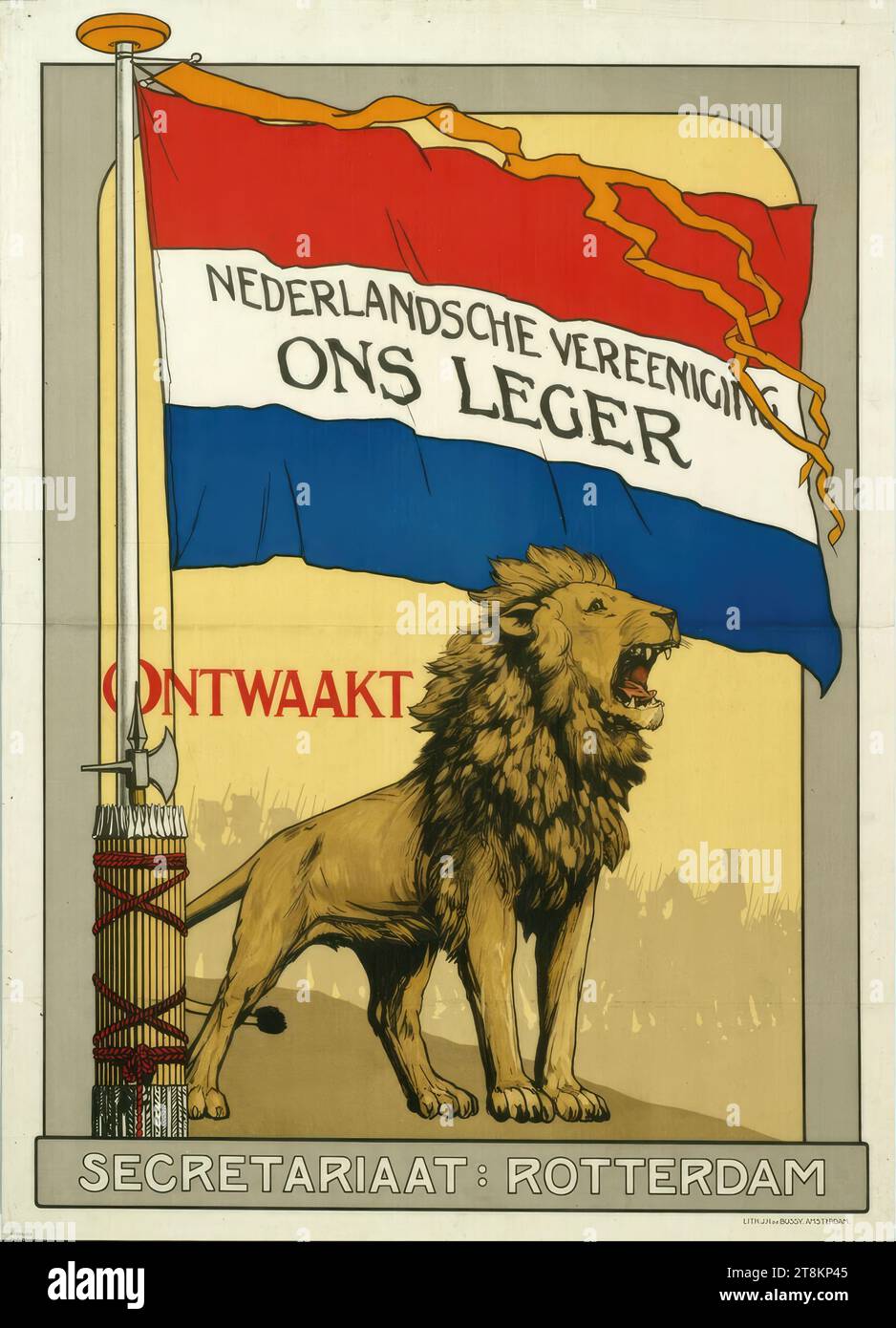 NEDERLANDSCHE VEREENIGING ONS LEGER; SEKRETARIAT: ROTTERDAM, Anonym, um 1890, Print, Farblithografie, Blatt: 1000 mm x 720 mm Stockfoto