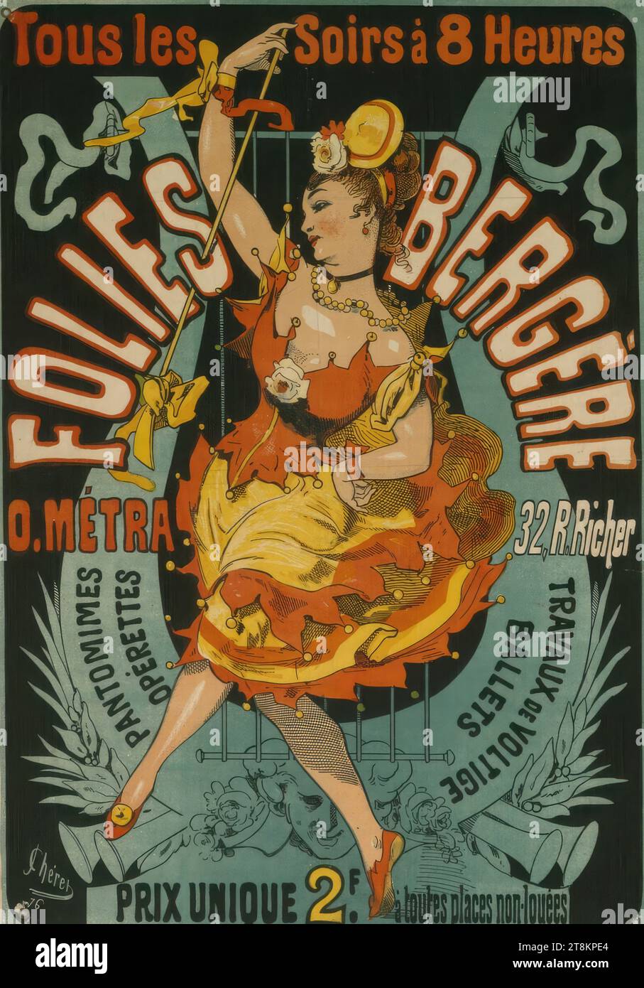 FOLIES BERGÈRE; O. MéTRA, Jules Chéret, Paris 1836 - 1932 Nizza, 1876, Druck, Farblithographie, Blatt: 580 mm x 415 mm Stockfoto