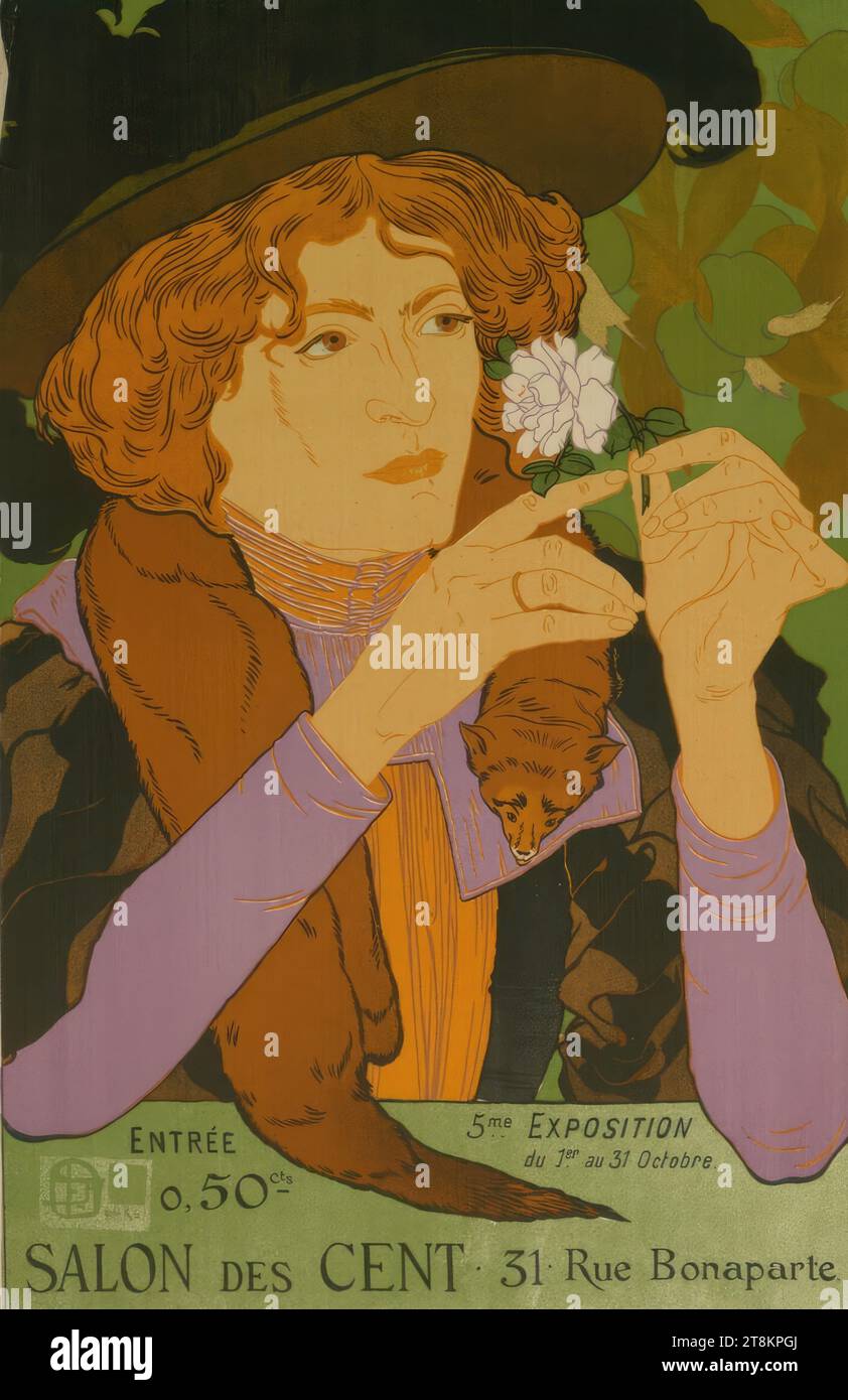 5ème EXPOSITION, du 1. Am 31. Oktober; SALON DES CENT, Georges de Feure, Frankreich, 1868 - 1928, 1894, Druck, Farblithografie, Blatt: 650 mm x 425 mm Stockfoto