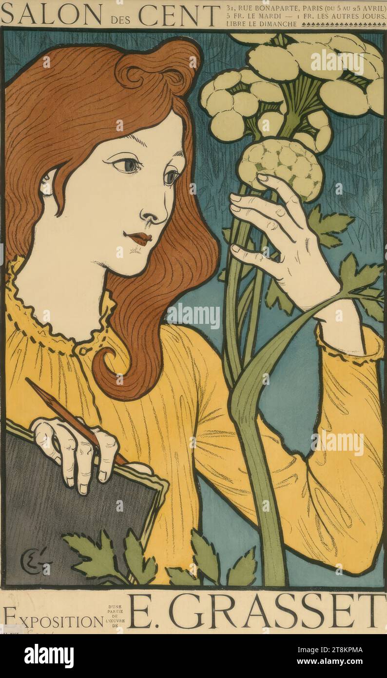 SALON OF THE CENT; AUSSTELLUNG E. GRASSET, Eugène Samuel Grasset, Lausanne 1841 - 1917 Sceaux, 1894, Druck, Zinkographie, Blatt: 610 mm x 410 mm Stockfoto