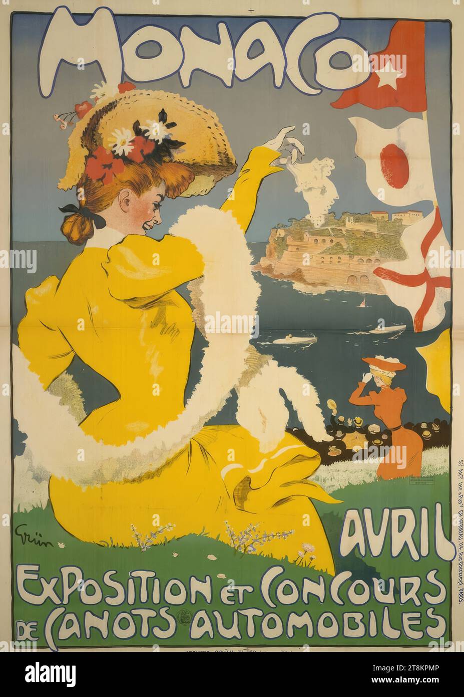 MONACO; AUSSTELLUNG ET CONCOURS DE CANOTS AUTOMOBILE, Jules Alexandre Grün, Paris 1868 - 1934 Paris, um 1890, Druck, Farblithographie, Blatt: 1300 mm x 940 mm Stockfoto