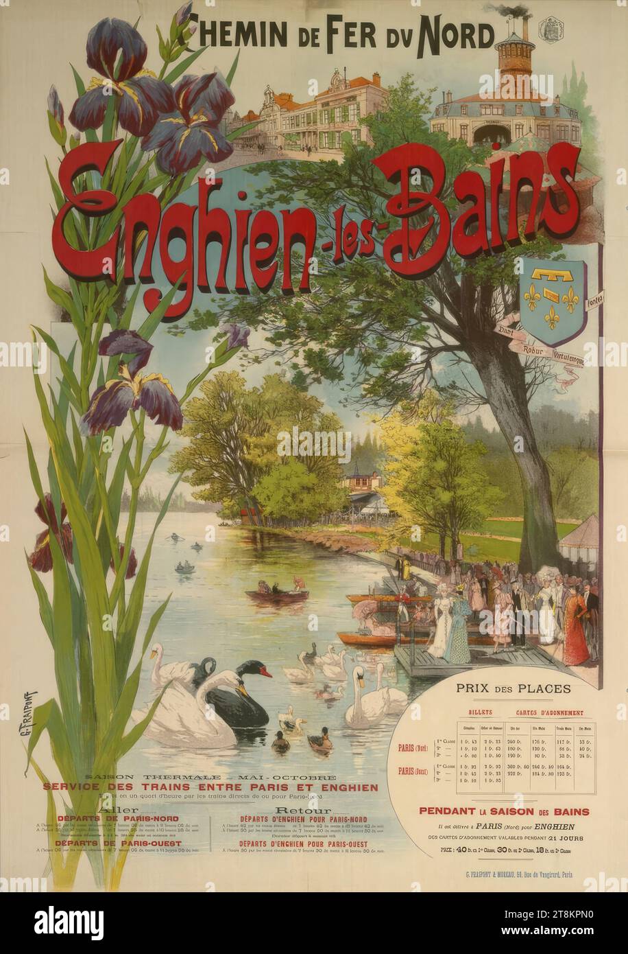 CHEMIN DE FER DU NORD; Enghien-les-Bains, Gustave Fraipont, Brüssel 1849 - 1923 Paris, um 1900, Druck, Farblithographie, Blatt: 1060 mm x 750 mm, République Francaise Stockfoto