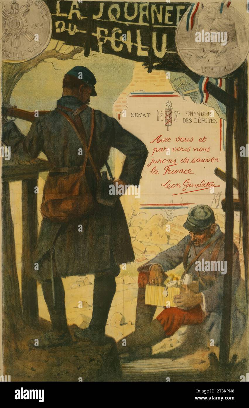 LA JOURNÉE DU POILU; 1915, Lucien Hector Jonas, Anzin 1880 - 1947 Paris, 1915, Druck, Farblithographie, Blatt: 1210 mm x 790 mm Stockfoto