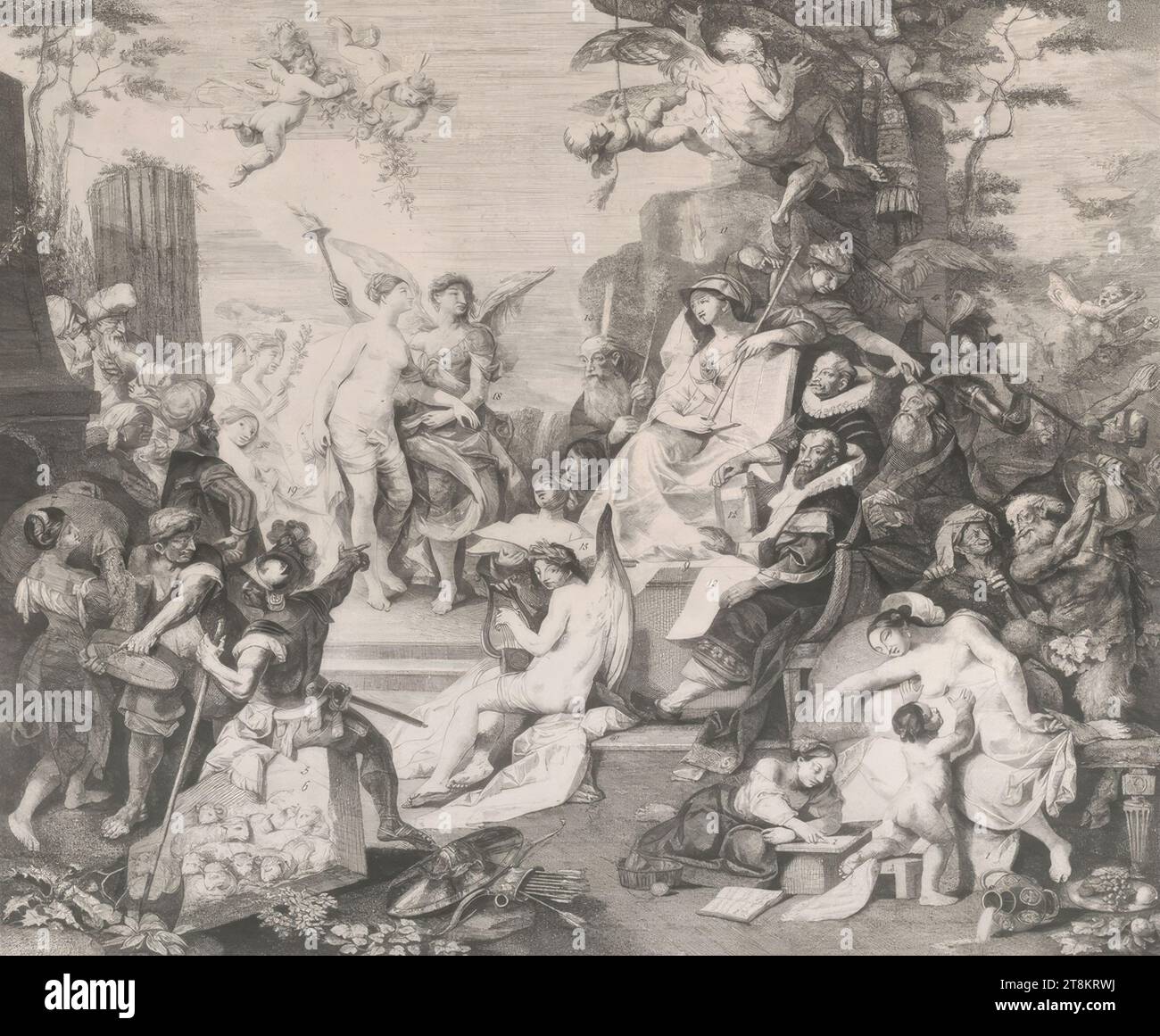 Das Bild der Toleranz, Franz Anton Maulbertsch, Langenargen 1724 - 1796 Wien, Druck, Ätzen, Blatt: 48 x 53,2 cm, Österreich Stockfoto