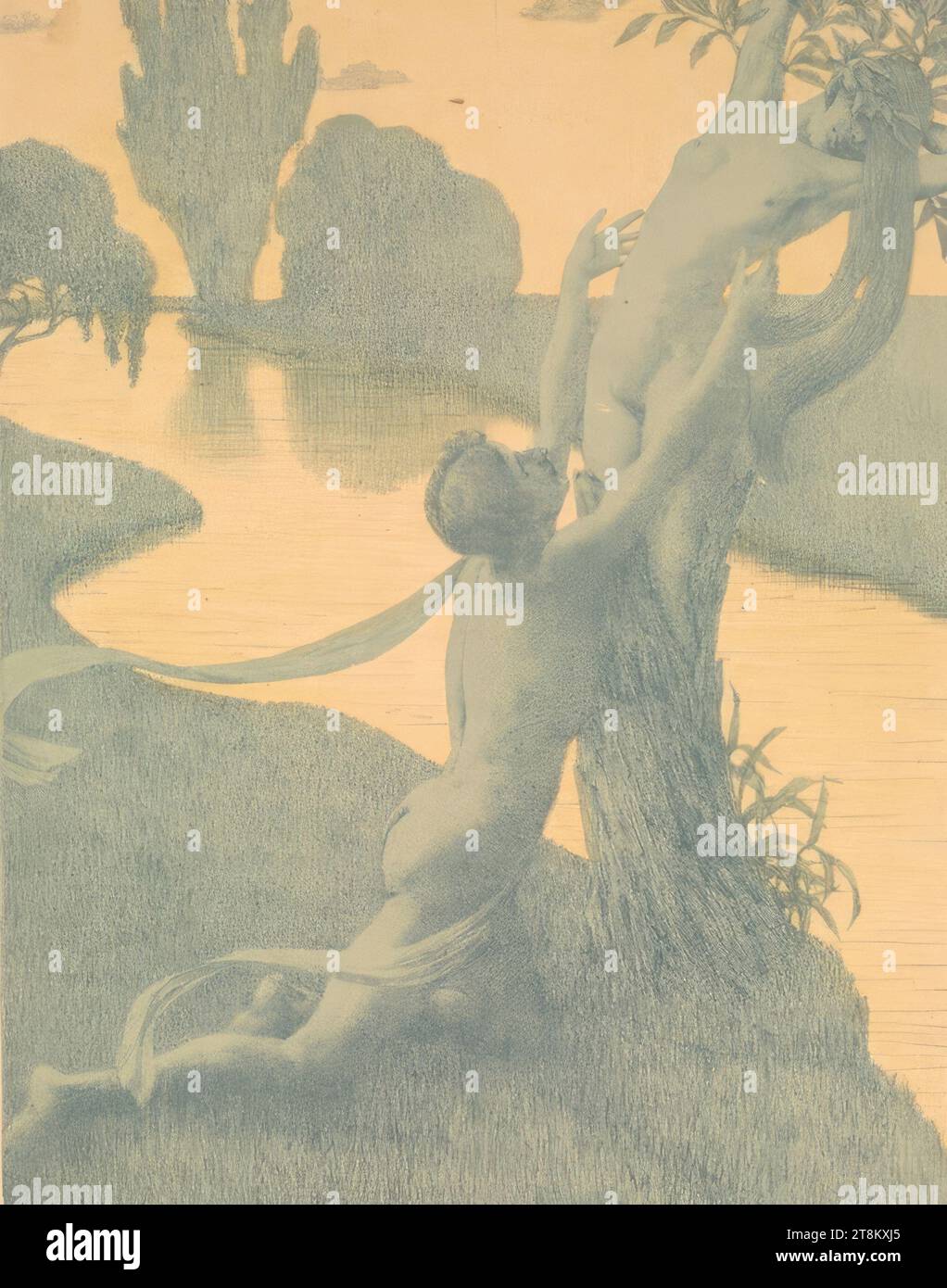 Daphne, Wilhelm List, Wien 1864 - 1918 Wien, um 1899, Druck, Farblithographie auf gelblichem Karton, 40,7 x 31,9 cm, Österreich Stockfoto