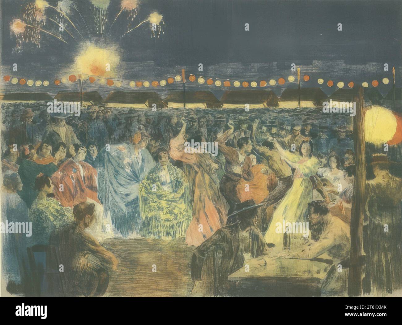 Harbor Festival mit spanischen Tänzern, Alexandre Lunois, Paris 1863 - 1916 Paris, um 1895, Druck, Farblithographie, Blatt: 36,2 cm x 54,2 cm, rechts. „GP“ Stockfoto