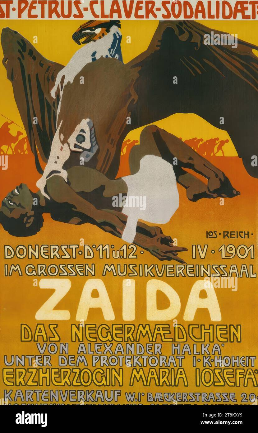 ZAIDA THE NEGER GIRL'; VON ALEXANDER HALKA; IM GROSSEN MUSIK-CLUBSAAL; 1901, JOSEF REICH, ÖSTERREICH, 1869 - 1927, 1901, Druck, Farblithografie, Blatt: 1050 mm x 700 mm Stockfoto