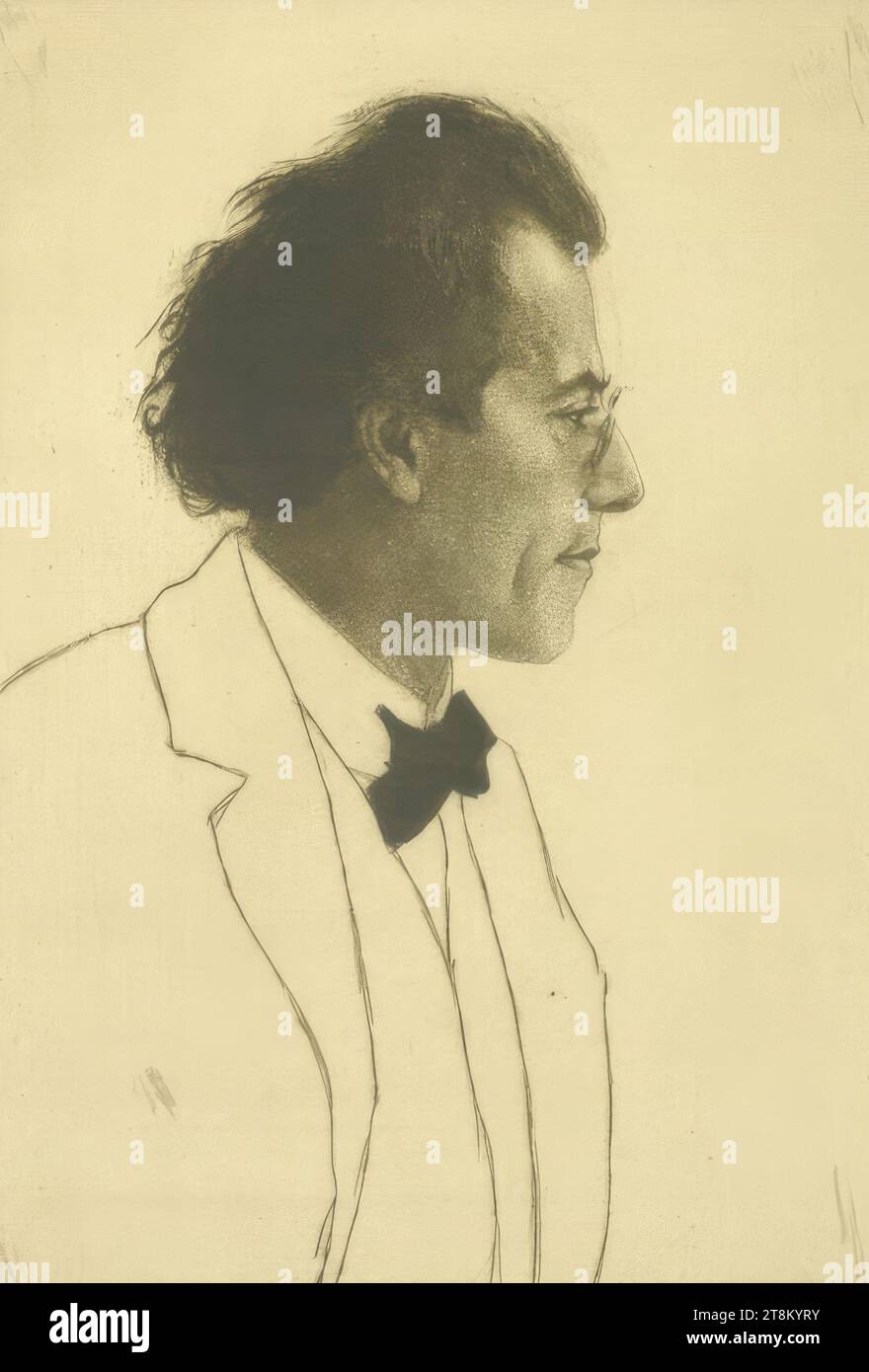 Porträt Gustav Mahler, Emil Orlik, Prag 1870 - 1932 Berlin, 1903, Druck, Trockenpunkt; Punktierart; Wägeeisen, Platte: 29,4 x 19,9 cm Stockfoto