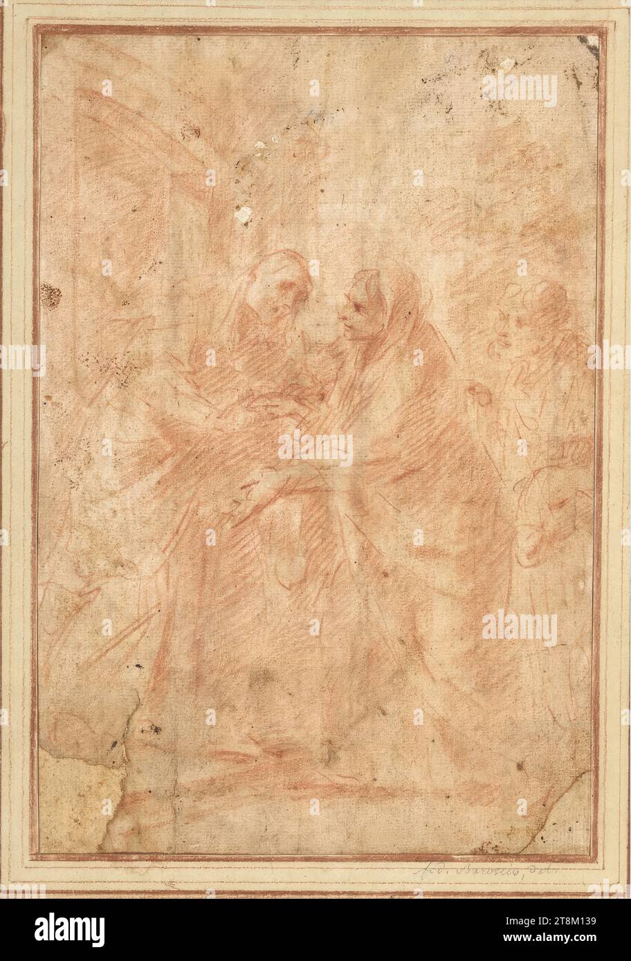 Visitation, anonym, Zeichnung, Rote Kreide; die unteren Ecken abgerissen, 25,5 x 17 cm, Herzog Albrecht von Sachsen-Teschen Stockfoto