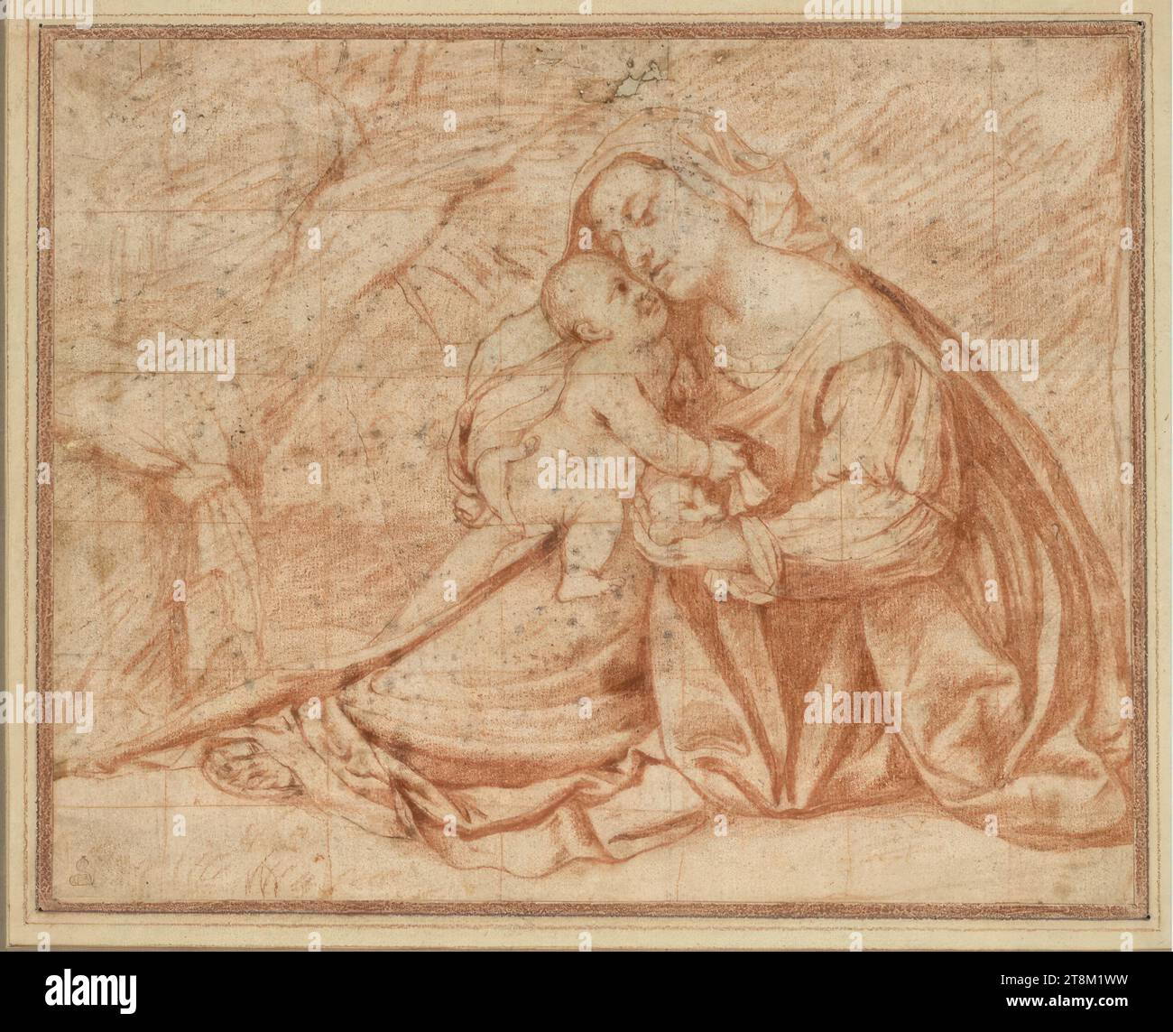 Ruhe auf der Flucht, anonym, zeichnen, sanguine; Quadrat, 17,9 x 22,3 cm, l.l., Herzog Albrecht von Sachsen-Teschen Stockfoto
