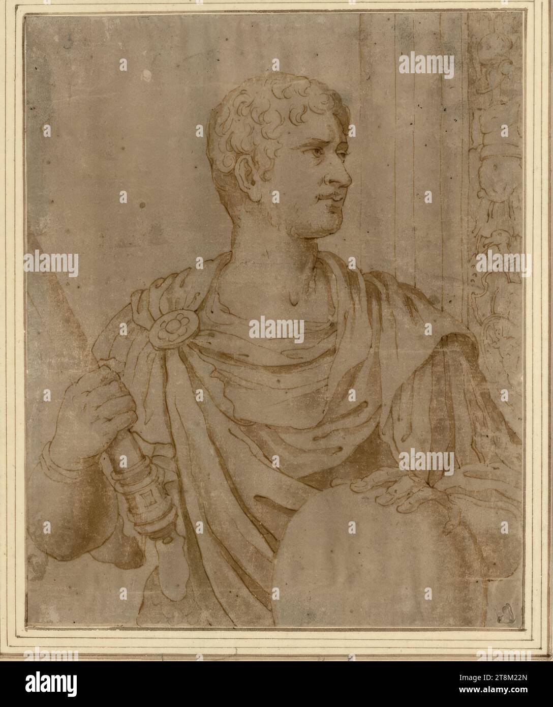 Augustus, anonym, Zeichnen, Stift, Tinte, gewaschen, 18,5 x 15 cm, r. r. Herzog Albert von Sachsen-Teschen Stockfoto