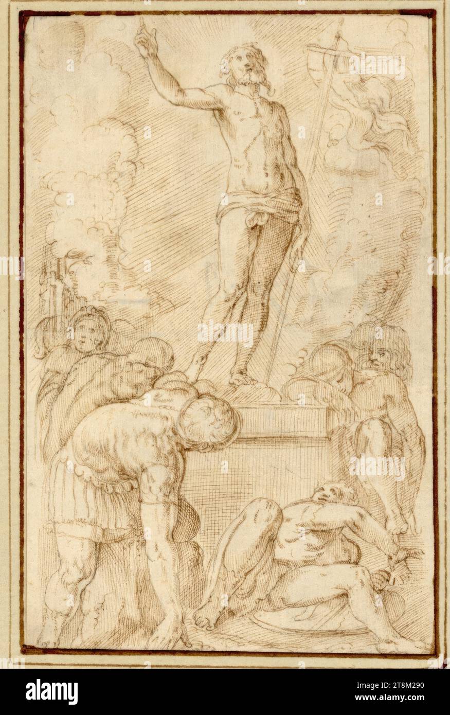 Auferstehung Christi, anonym, Zeichnung, Tinte, Stift, 13,8 x 8,8 cm, links unten Herzog Albrecht von Sachsen-Teschen Stockfoto