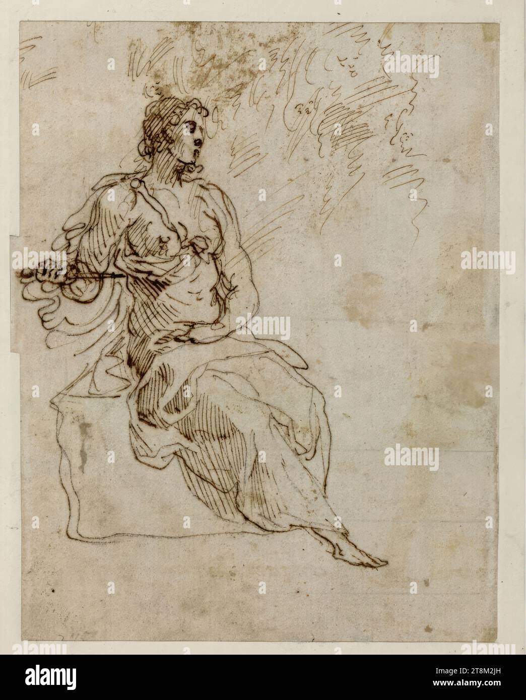 Lukrezia, Jacopo Palma, genannt Palma il Giovane (Venedig 1544 - 1628 Venedig), Zeichnung, Kreidevorzeichnung; Stift, 16,1 x 12,8 cm Stockfoto
