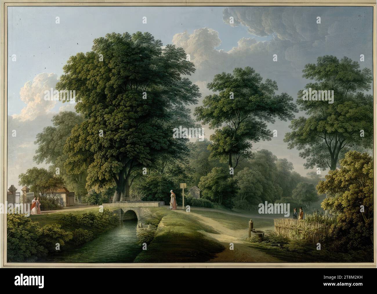 Abschnitt aus dem Großen Garten Dresden, Christian Gottlob Hammer (Dresden 1779 - 1864 Dresden), 1813, Zeichnung, Aquarell, teilweise deckend, über Bleistiftspuren; Spuren einer Bleistiftumrandung; schwarze Rahmenlinie, 60,4 x 86,4 cm, l.l., Herzog Albert von Sachsen-Teschen Stockfoto