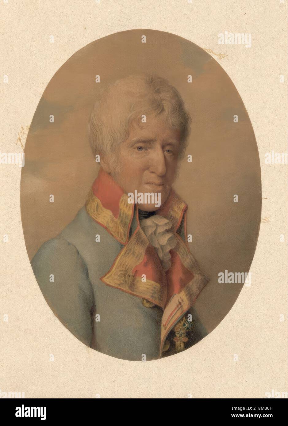 Büstenporträt von Herzog Albert von Sachsen-Teschen, Jean-Baptiste Isabey (Nancy 1767 - 1855 Paris), 1814, Zeichnung, Aquarell, 14 x 10 cm Stockfoto