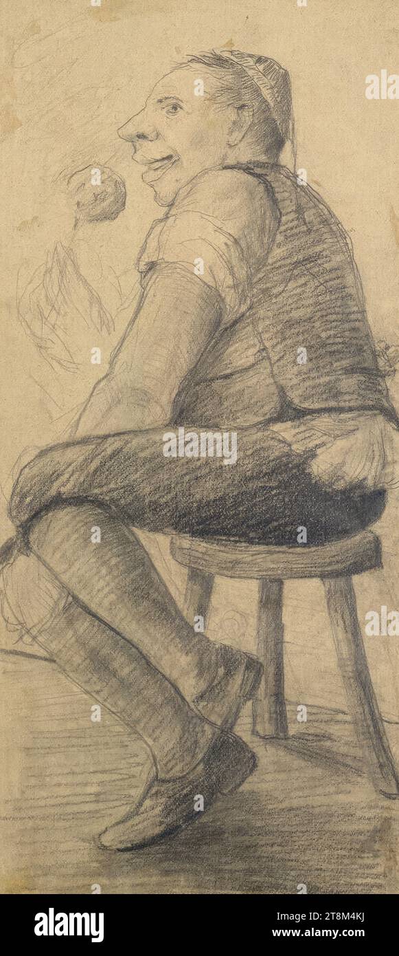 Knödelesser, Hagengesellschaft, Leopold Stolba (Gaudenzdorf/Wien 1863 - 1929 Wien), Zeichnung, Bleistift, 20,1 x 9 cm Stockfoto