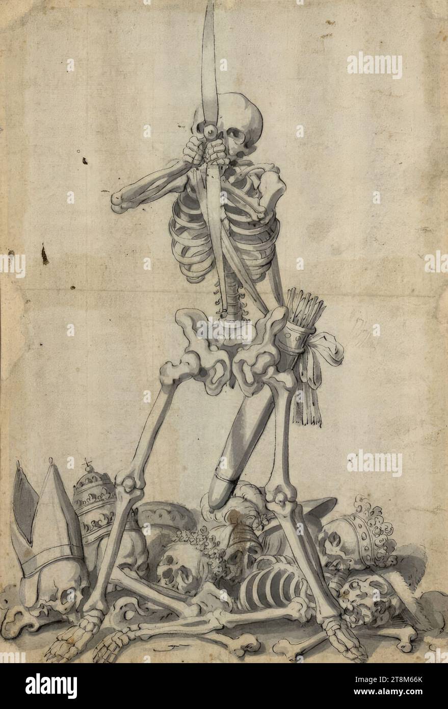 Der Triumph des Todes (zerrissene Scheibe?), Zeichnung, Stift in schwarz, graue Waschung, 27,9 x 19 cm, keine Sammlermarke Herzog Albert von Sachsen-Teschen Stockfoto