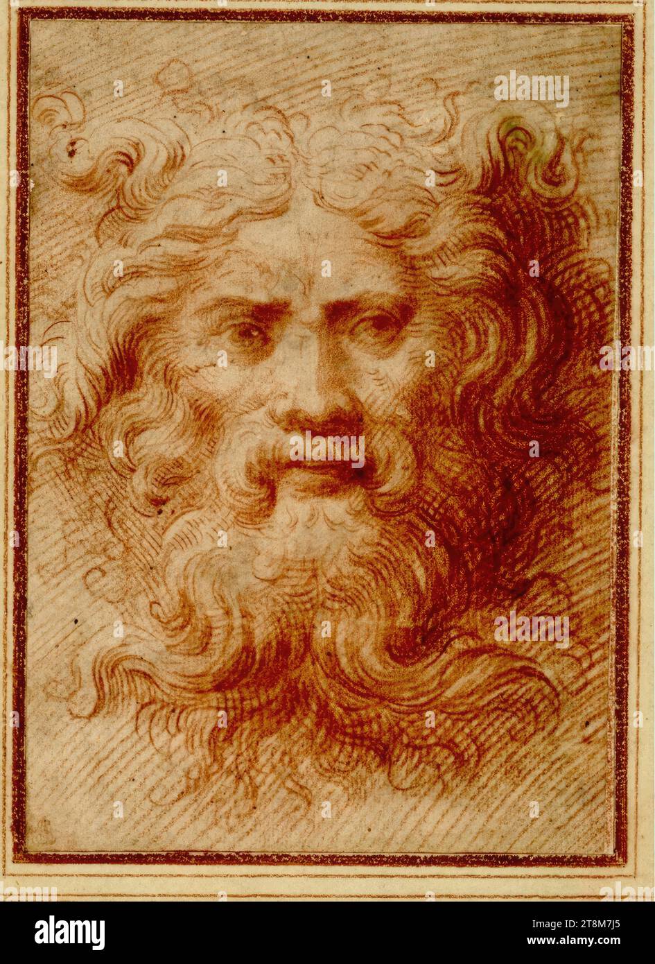 Jupitermaske, anonym, 17. Jahrhundert, Zeichnung, rote Kreide, 17,8 x 12,5 cm, l.l., Herzog Albrecht von Sachsen-Teschen Stockfoto