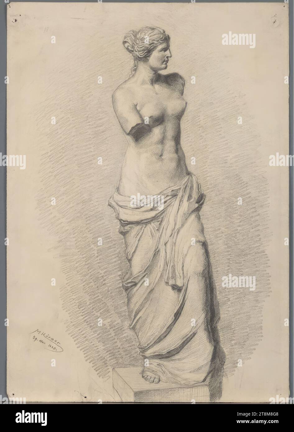 Venus Statue, Marie Lippert-Hoerner (Wien 1860–1932 Wien), 1885, Zeichnung, Bleistift, 46,5 x 32,9 cm (18 5/16 x 12 15/16 Zoll), l.l.'M Hörner, 29. Mai 1885 Stockfoto