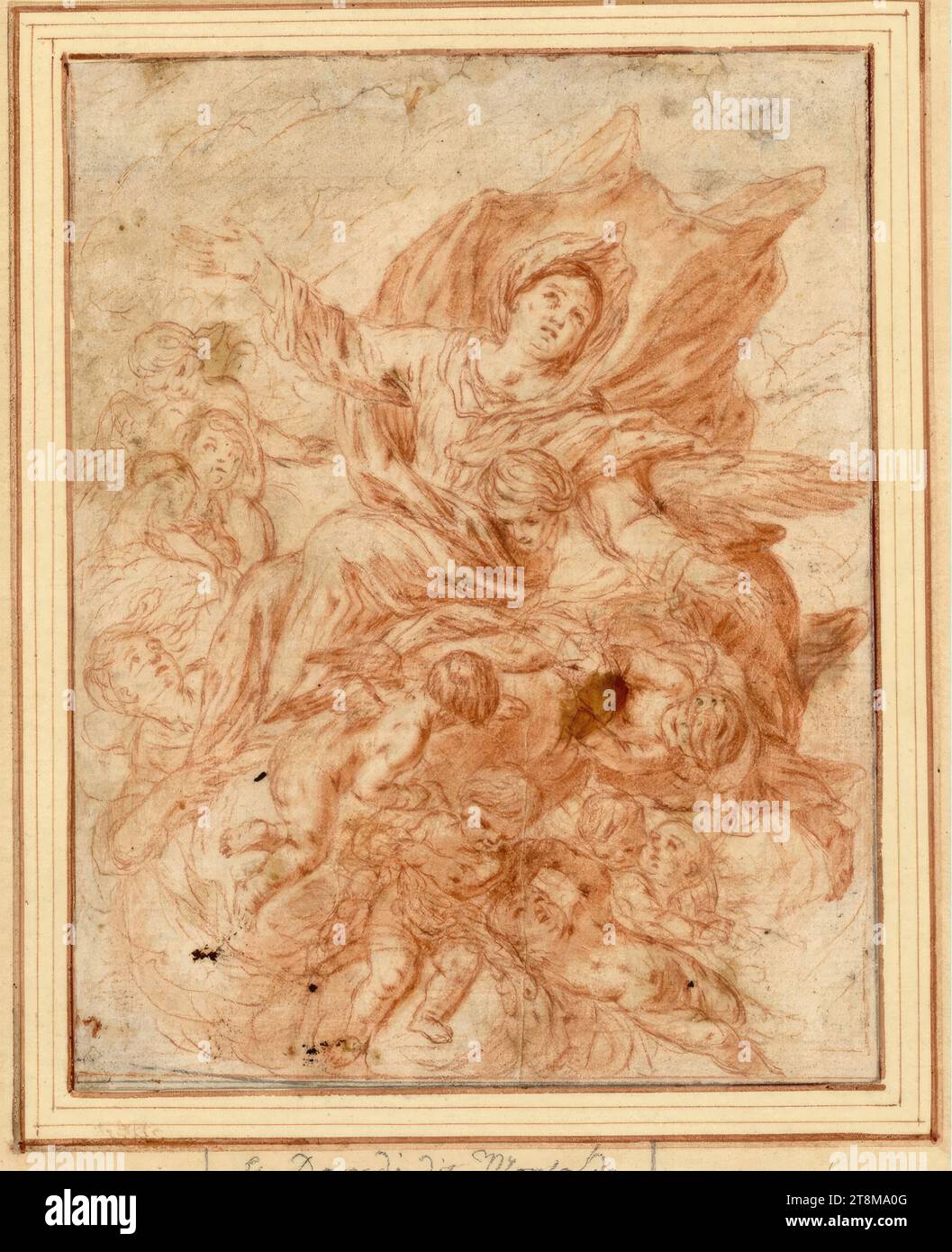 Mariae, Giuseppe Danedi Gen. IL MONTALTO (Italien, 1609 - um 1679), Zeichnung, Sanguine, 15,5 x 12,2 cm, l. l. l. Herzog Albert von Sachsen-Teschen Stockfoto
