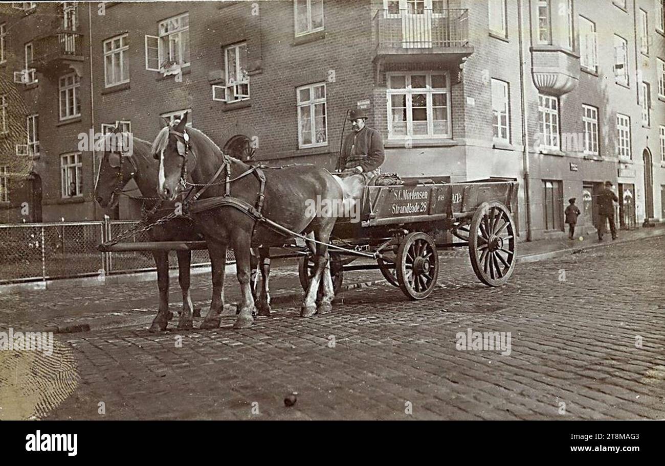 Ved Volden, Christianshavn med hestevogn fra S. C. Mortensen Strandgade 28 (2). Stockfoto