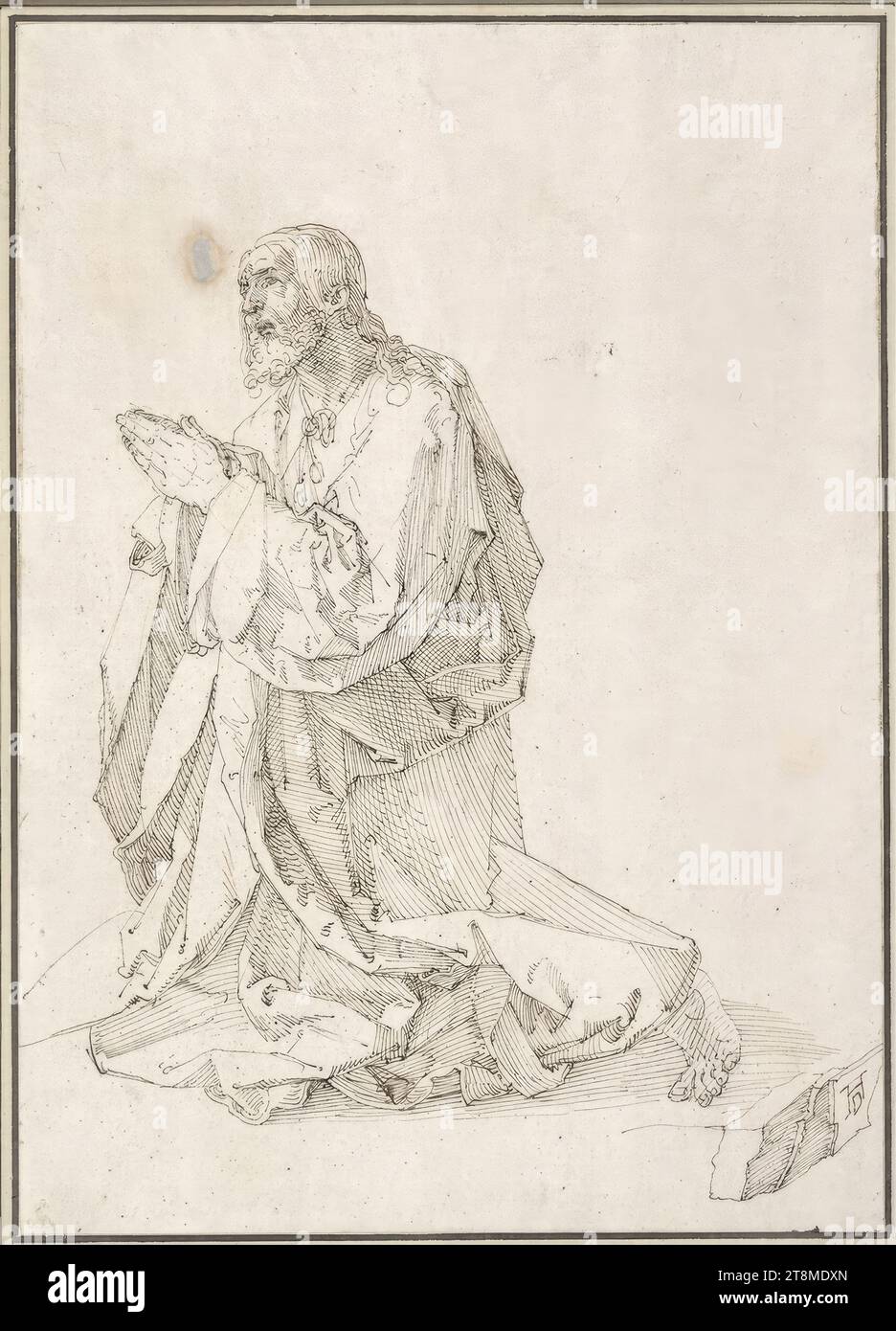 Praying Christ, Albrecht Dürer (Nürnberg 1471–1528 Nürnberg), 1515, Zeichnung, Stift und braune Tinte; Nadellöcher links, 25,4 x 18,3 cm, l.l. Herzog Albrecht von Sachsen-Teschen Stockfoto