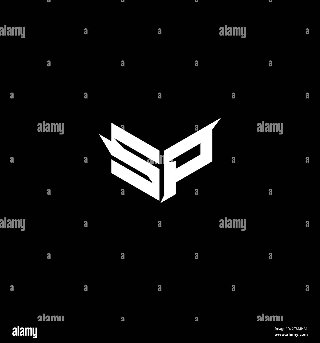 Das SP Premium Emblem-Logo, das anfängliche Esport- und Gaming-Design-Konzept Stock Vektor