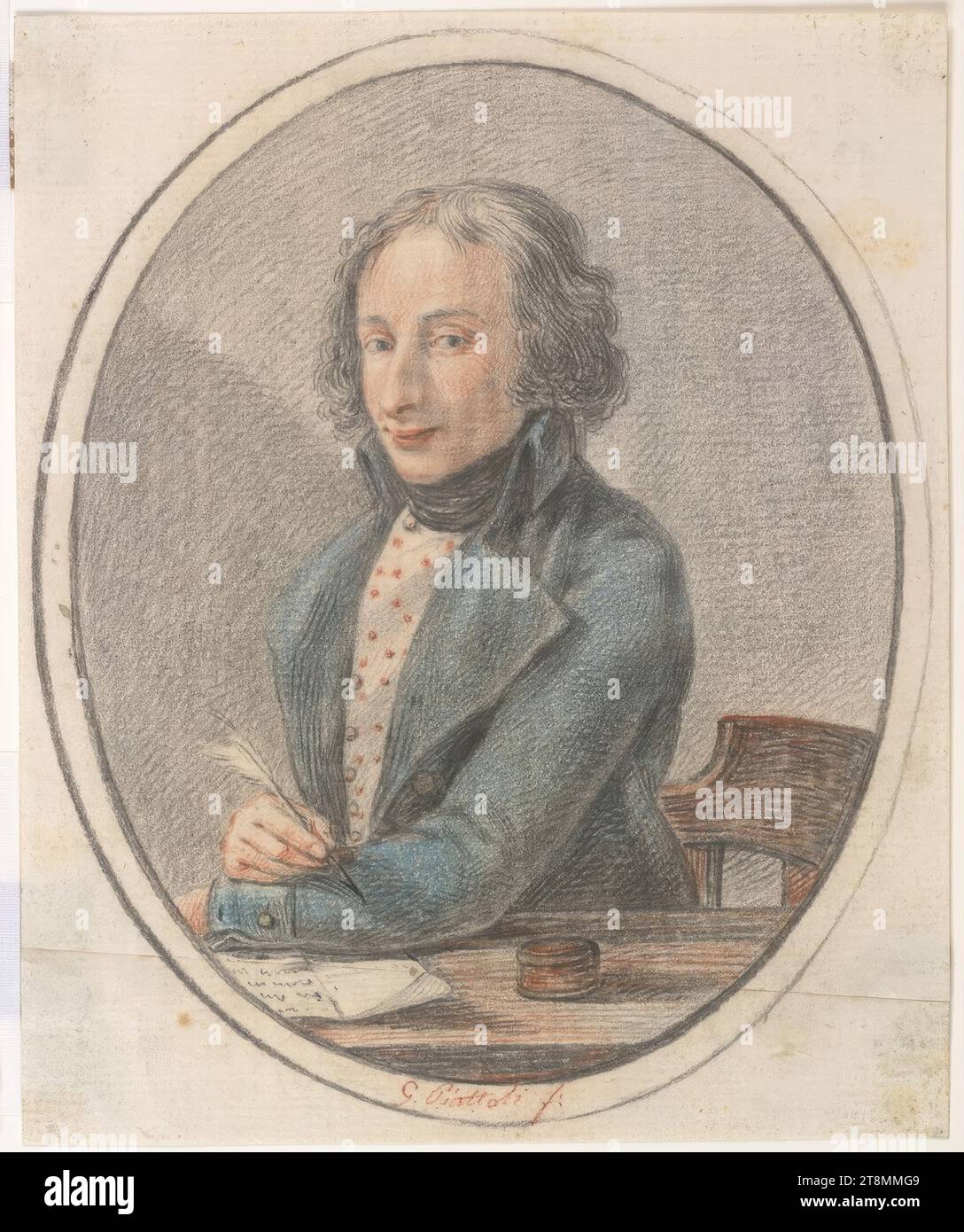 Porträt eines Mannes, Gaetano Piattoli (Italien, 1703 - 1774), Anfang 18. - Ende 18. Jahrhundert, Zeichnung, farbige Kreide, 21,3 x 17,5 cm, verso: M. '294a, VII 14', l.o. 'SL', l.b. 'Gaetano Piattoli, 1713 - 1770 Stockfoto